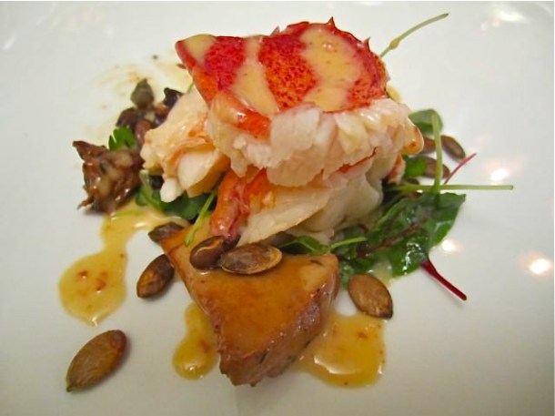 Chipotle Beurre Blanc Glazed Lobster with Chanterelles on a bed of Micro Greens